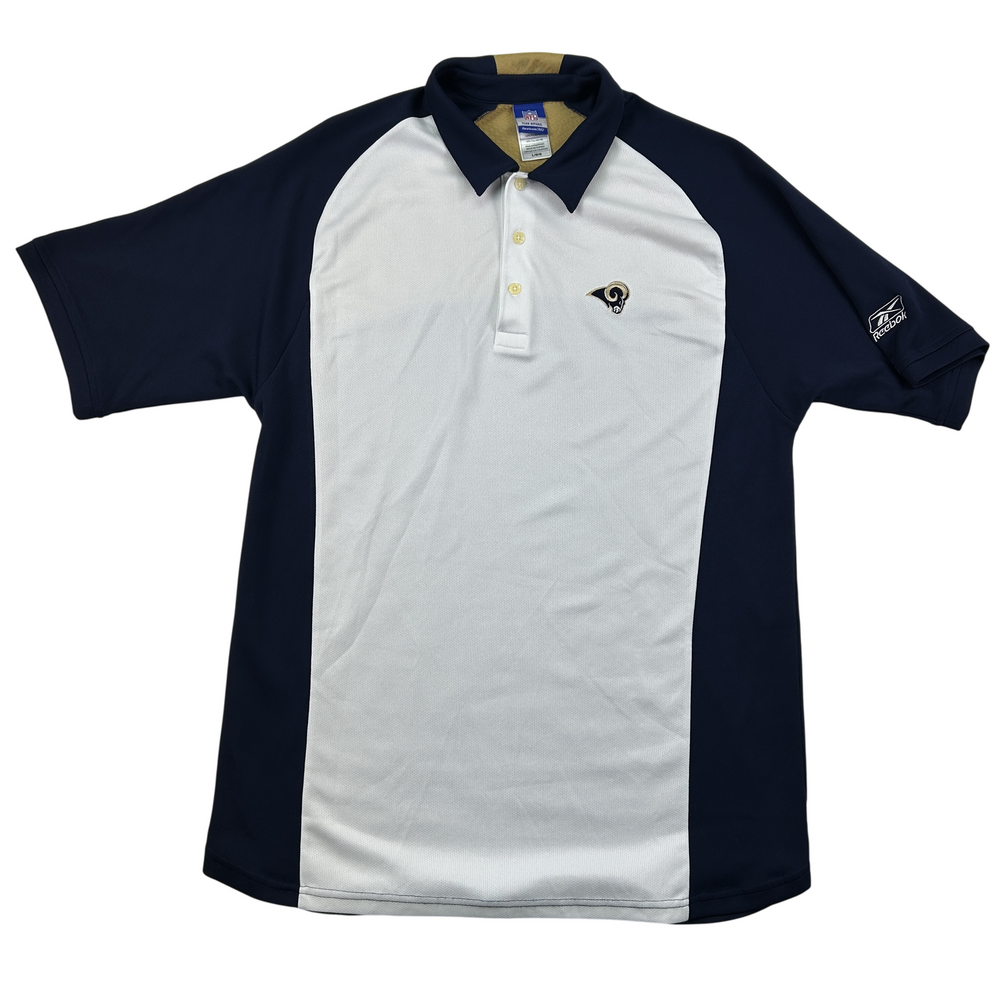 Reebok NFL Team Apparel Polo Shirt Mens Large Los Angeles Rams Colorblock